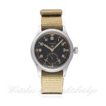 A GENTLEMAN'S NON ISSUED BRITISH MILITARY TIMOR W.W.W. WRIST WATCH CIRCA 1940s D: Black dial with