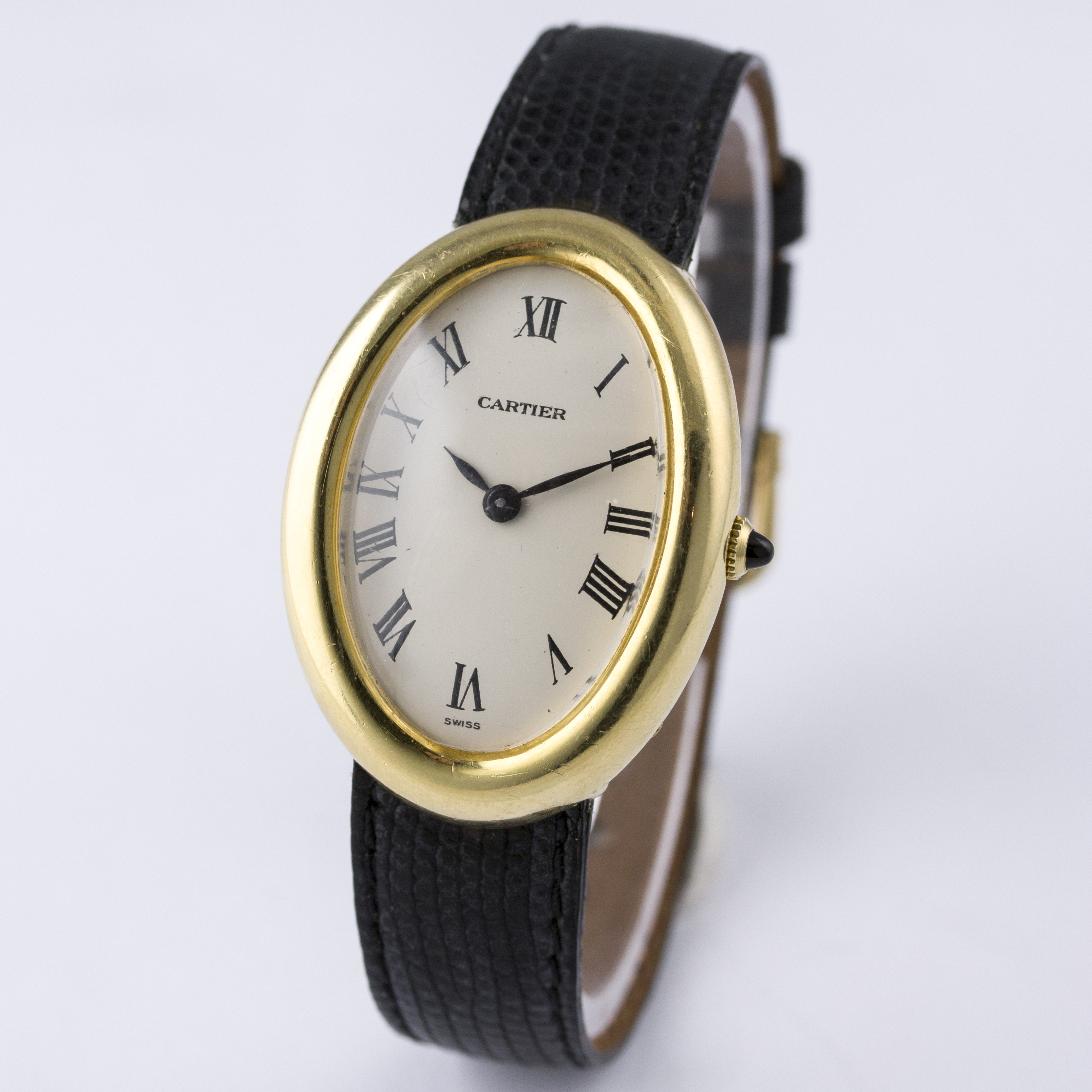 A LADIES LARGE SIZE 18K SOLD GOLD CARTIER BAIGNOIRE WRIST WATCH CIRCA 1970s, REF. 4048  D: Silver - Image 2 of 5