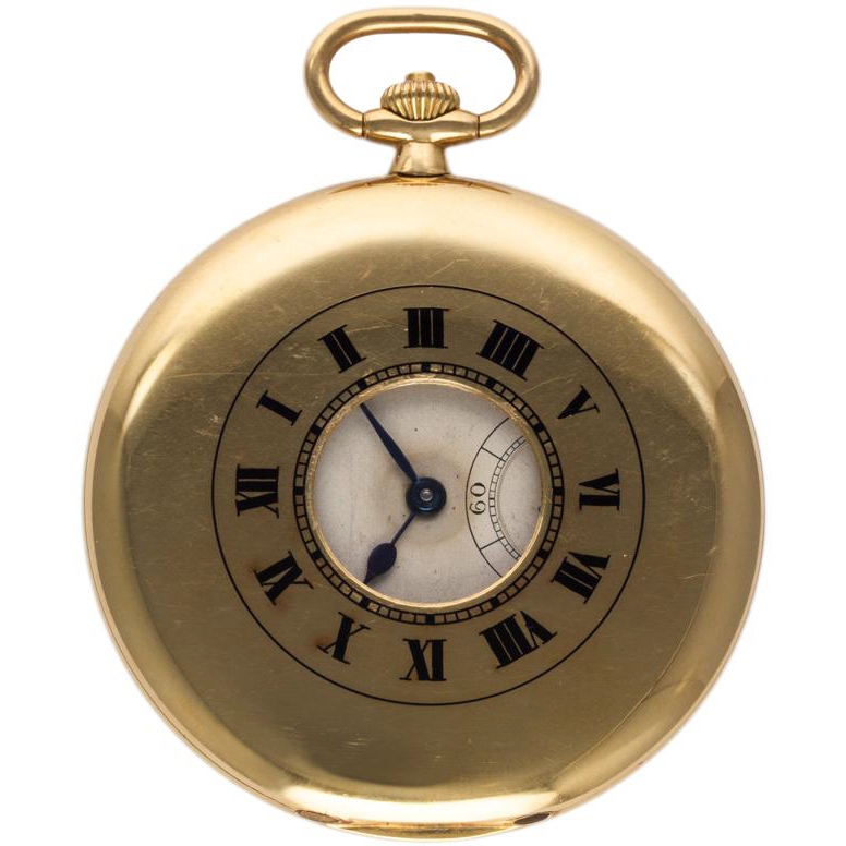 A RARE 18K SOLID GOLD CARTIER HALF HUNTER POCKET WATCH 
CIRCA 1930 IN ORIGINAL CARTIER BOX 
D: - Image 2 of 2