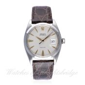 A GENTLEMAN'S STAINLESS STEEL ROLEX OYSTERDATE PRECISION WRIST WATCH CIRCA 1961, REF. 6694 D: Silver