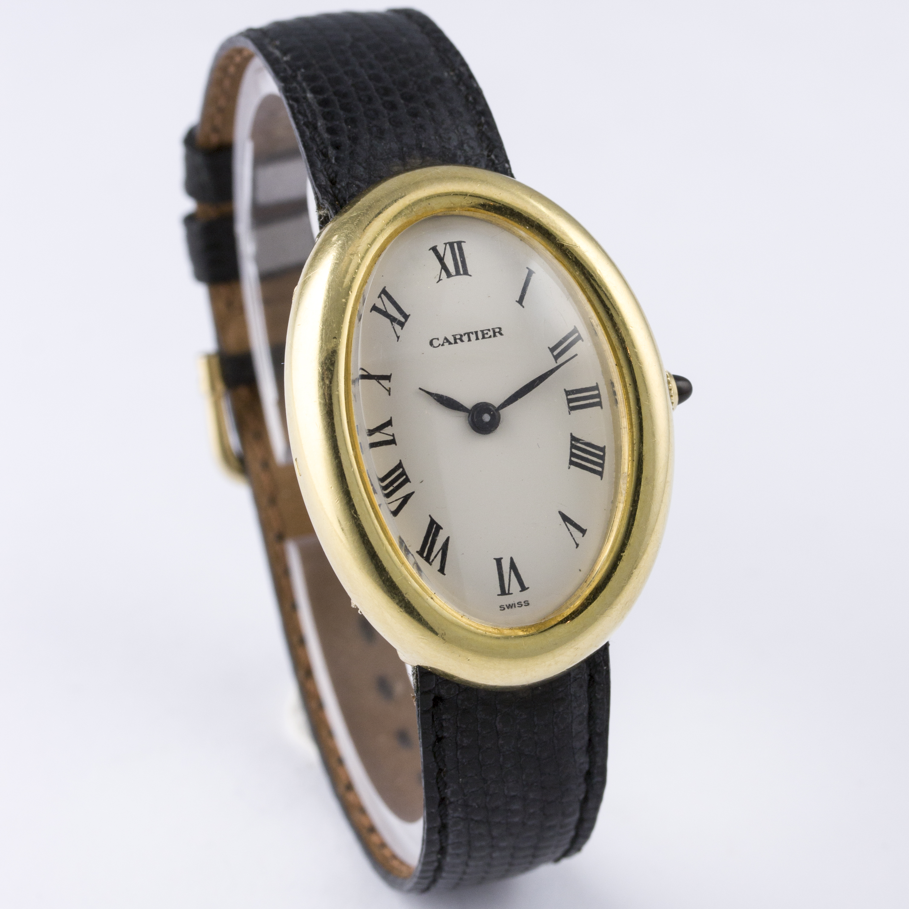 A LADIES LARGE SIZE 18K SOLD GOLD CARTIER BAIGNOIRE WRIST WATCH CIRCA 1970s, REF. 4048  D: Silver - Image 4 of 5