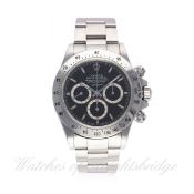 A RARE GENTLEMAN'S STAINLESS STEEL ROLEX OYSTER PERPETUAL COSMOGRAPH "FLOATING DIAL" DAYTONA