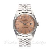 A GENTLEMAN'S STEEL & WHITE GOLD ROLEX OYSTER PERPETUAL DATEJUST BRACELET WATCH CIRCA 1969, REF.