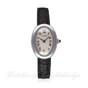 A LADIES 18K SOLID WHITE GOLD CARTIER BAIGNOIRE WRIST WATCH CIRCA 1990s, REF.1955  D: Silver dial