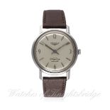 A GENTLEMAN`S STAINLESS STEEL LONGINES FLAGSHIP AUTOMATIC WRIST WATCH CIRCA 1960, REF. 3104-3 D: