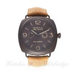 A GENTLEMAN'S PANERAI RADIOMIR COMPOSITE MARINA MILITARE 8 DAY WRIST WATCH DATED 2011, REF. PAM00339