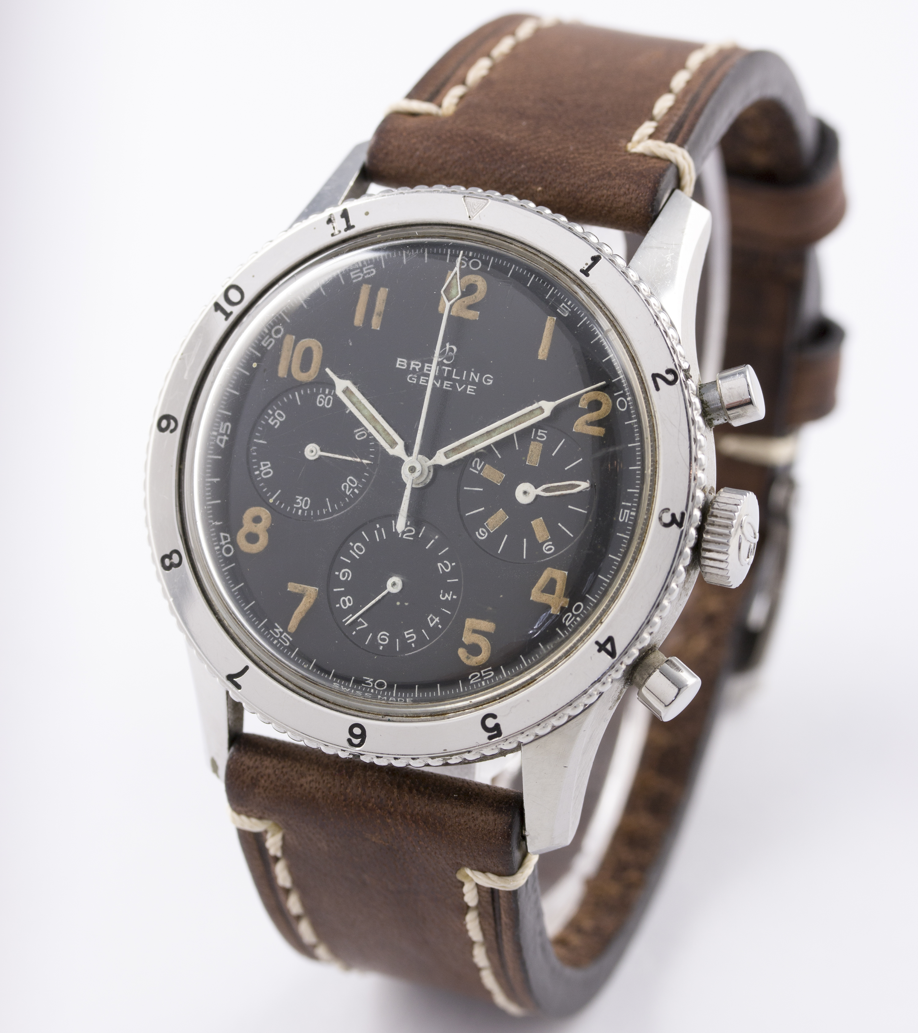 A RARE GENTLEMAN'S STAINLESS STEEL BREITLING AVI CHRONOGRAPH WRIST WATCH CIRCA 1950s, REF. 765 FIRST - Image 3 of 9