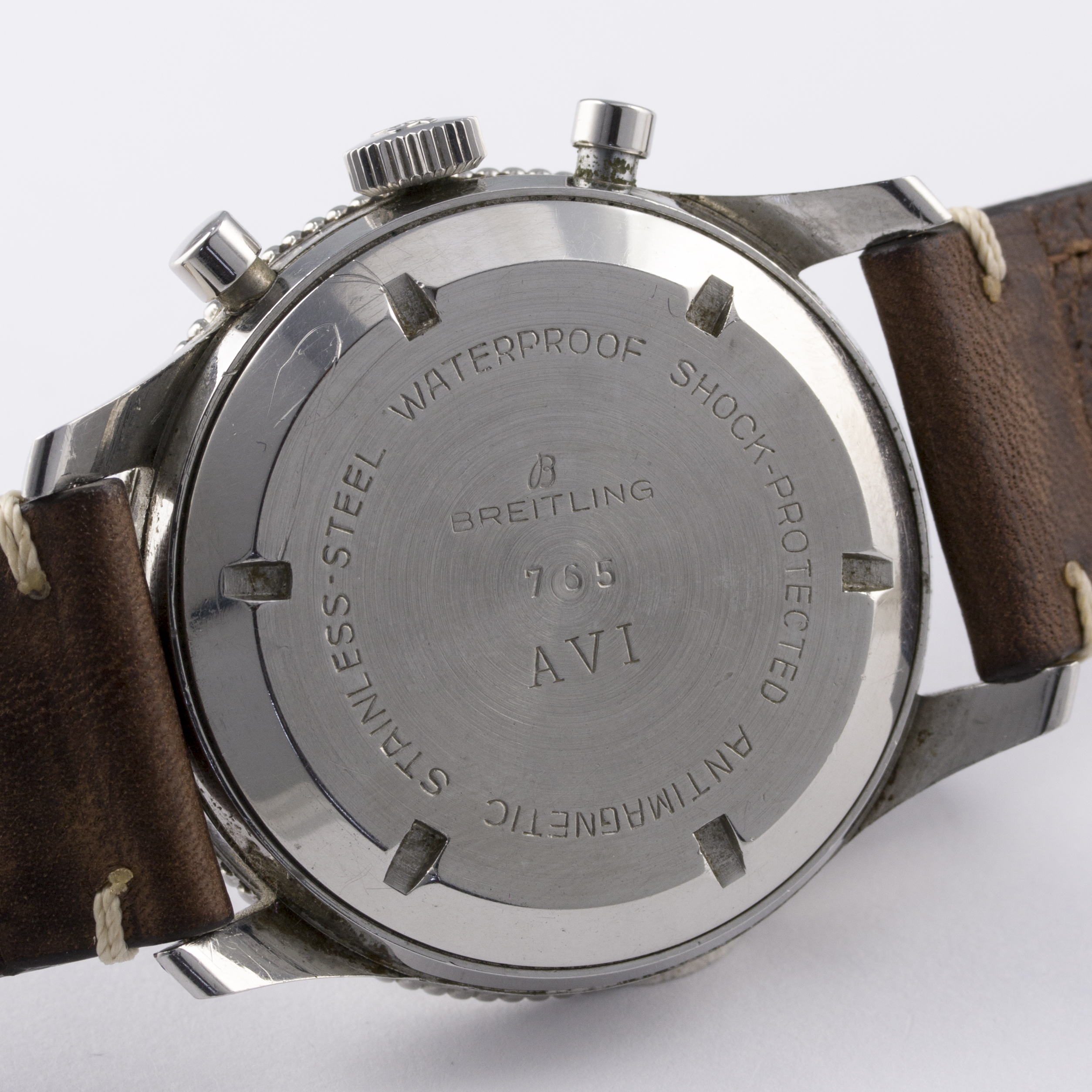 A RARE GENTLEMAN'S STAINLESS STEEL BREITLING AVI CHRONOGRAPH WRIST WATCH CIRCA 1950s, REF. 765 FIRST - Image 7 of 9
