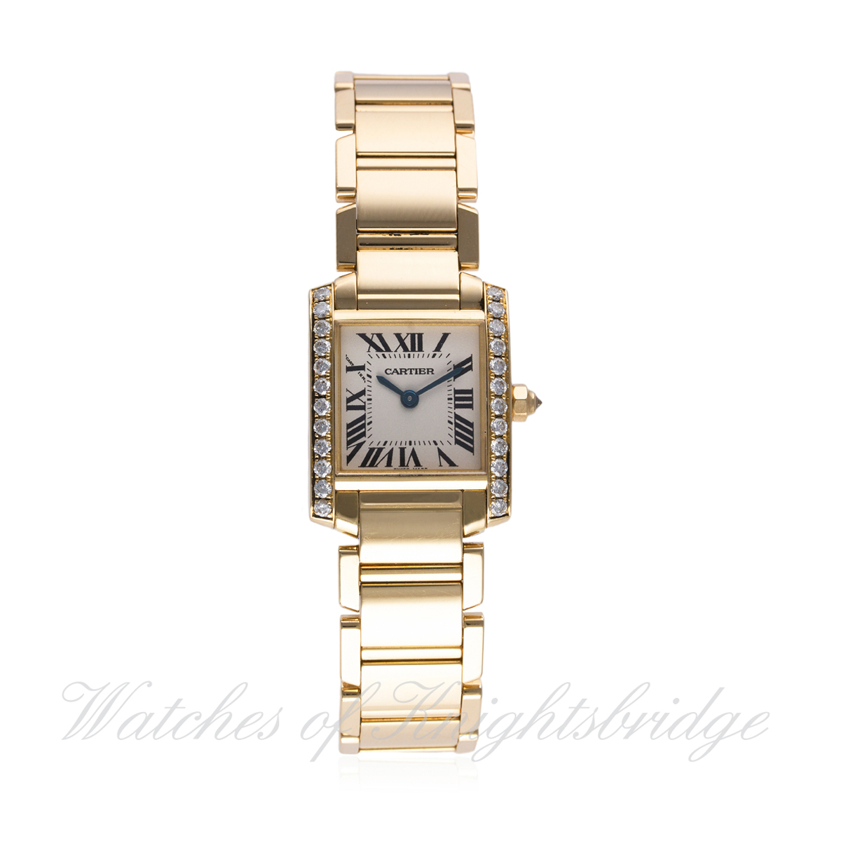 A FINE LADIES 18K SOLID GOLD & DIAMOND CARTIER TANK FRANCAISE BRACELET WATCH CIRCA 2000s, REF.