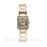 A FINE LADIES 18K SOLID GOLD & DIAMOND CARTIER TANK FRANCAISE BRACELET WATCH CIRCA 2000s, REF.