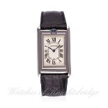 A GENTLEMAN'S STAINLESS STEEL CARTIER TANK BASCULANTE "JUMBO" WRIST WATCH CIRCA 2000s, REF. 2390