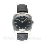 A GENTLEMAN`S STAINLESS STEEL LEMANIA CZECH MILITARY PILOTS WRIST WATCH CIRCA 1940s D: Black dial