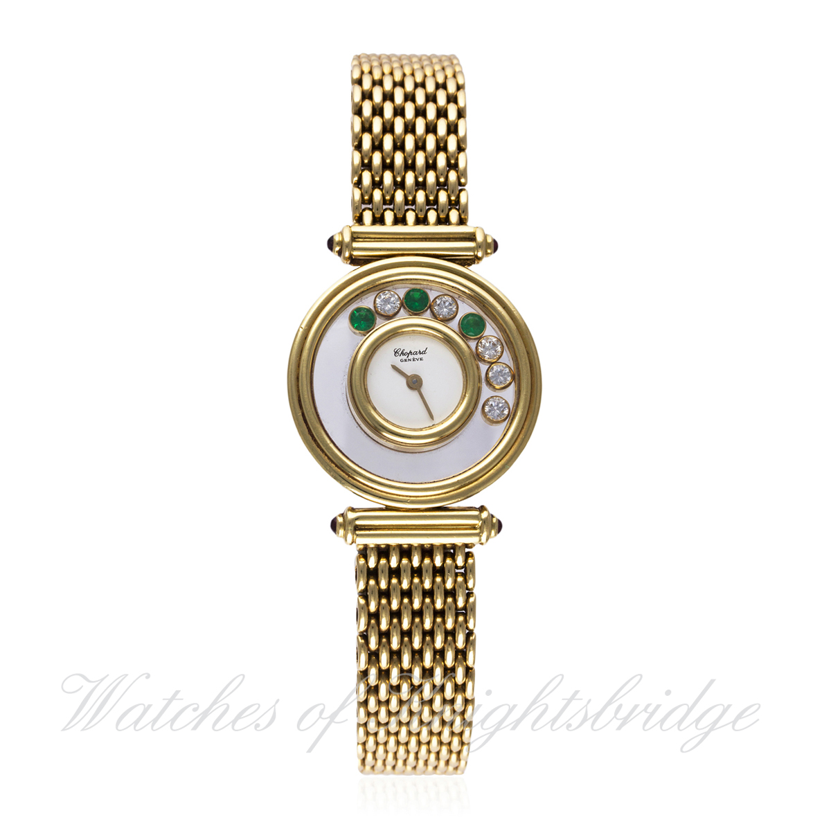 A LADIES 18K SOLID GOLD CHOPARD HAPPY DIAMONDS BRACELET WATCH CIRCA 1990s, REF. 4066 D: White dial