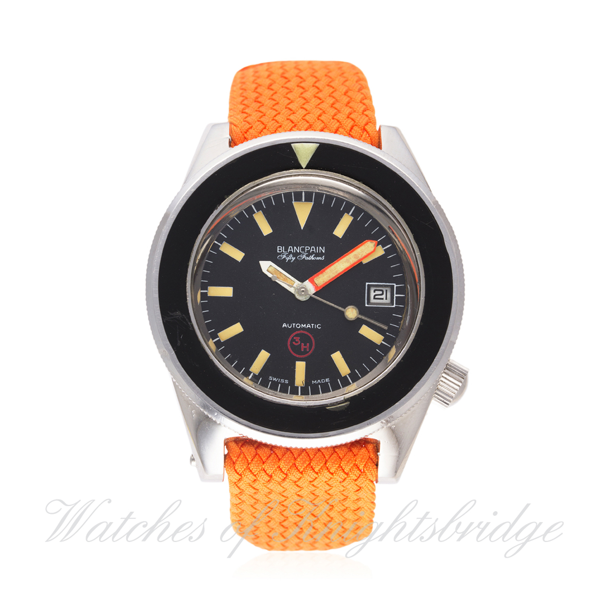 A RARE GENTLEMAN'S STAINLESS STEEL GERMAN MILITARY BUND BLANCPAIN FIFTY FATHOMS DIVERS WRIST WATCH