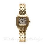 A FINE LADIES 18K SOLID GOLD & DIAMOND CARTIER PANTHERE BRACELET WATCH CIRCA 1990s, REF. 1280 2 WITH