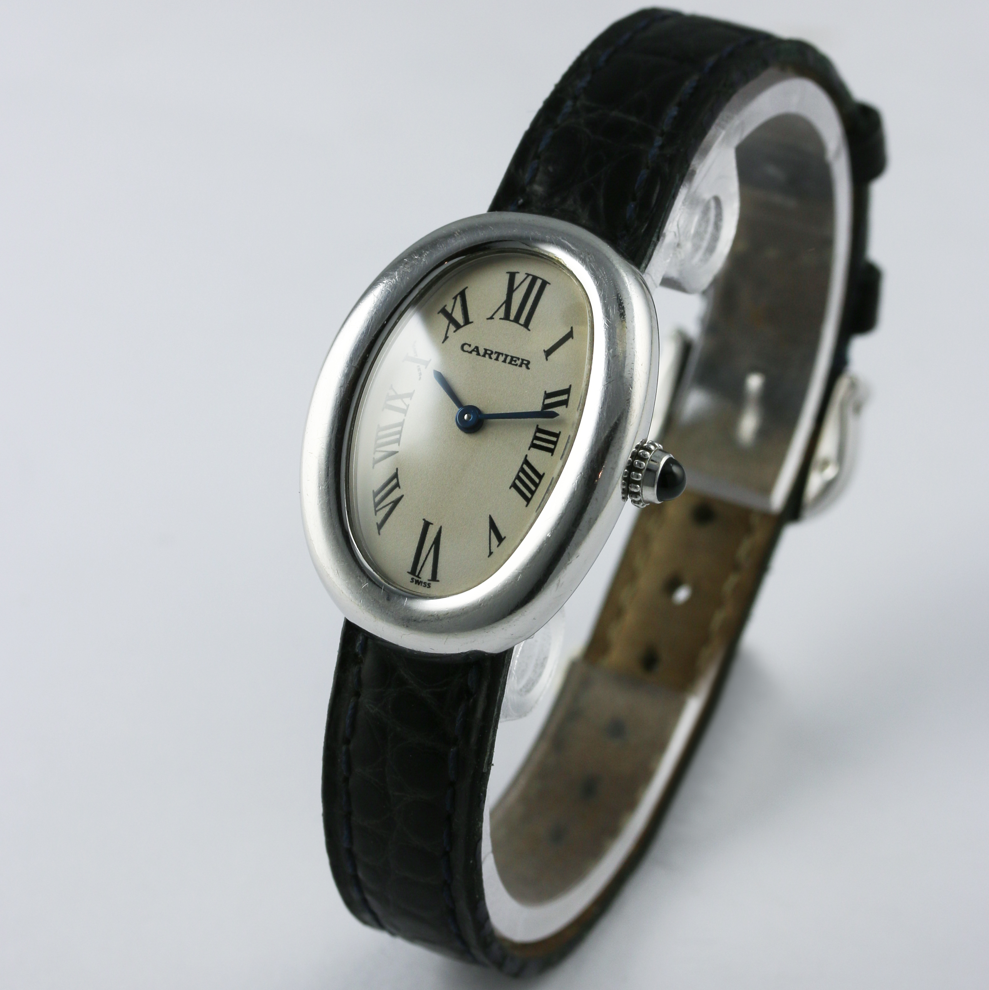 A LADIES 18K SOLID WHITE GOLD CARTIER BAIGNOIRE WRIST WATCH CIRCA 1990s, REF.1955  D: Silver dial - Image 3 of 6