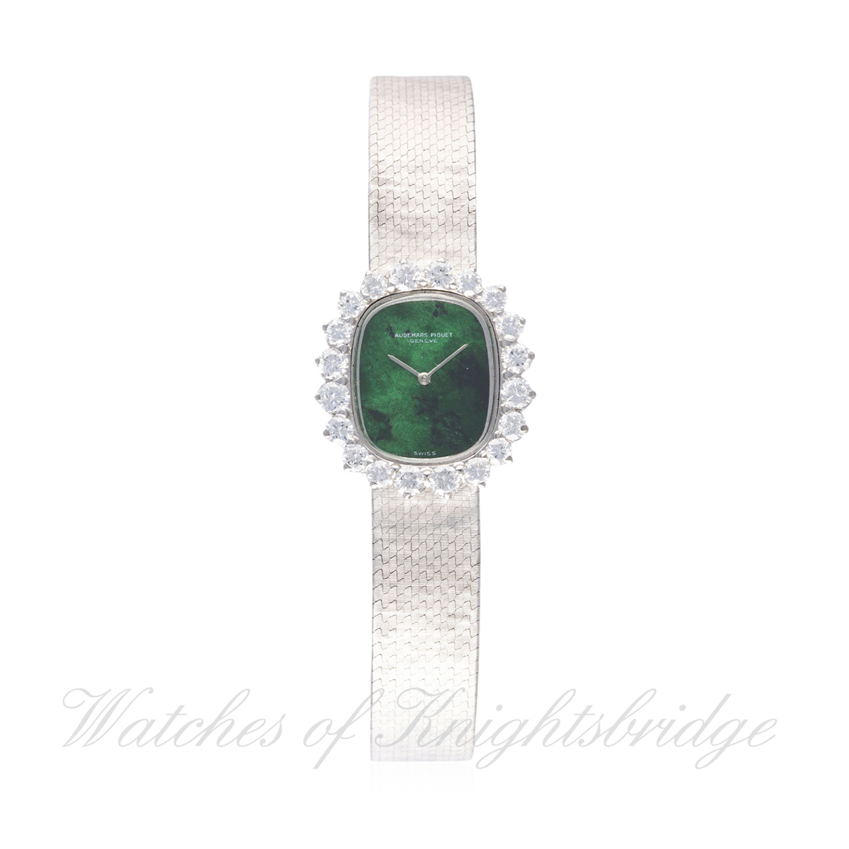 A FINE & RARE LADIES 18K SOLID WHITE GOLD & DIAMOND AUDEMARS PIGUET BRACELET WATCH CIRCA 1970s  D: