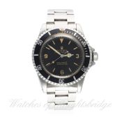 AN EXTREMELY RARE GENTLEMAN'S STAINLESS STEEL ROLEX OYSTER PERPETUAL SUBMARINER BRACELET WATCH CIRCA