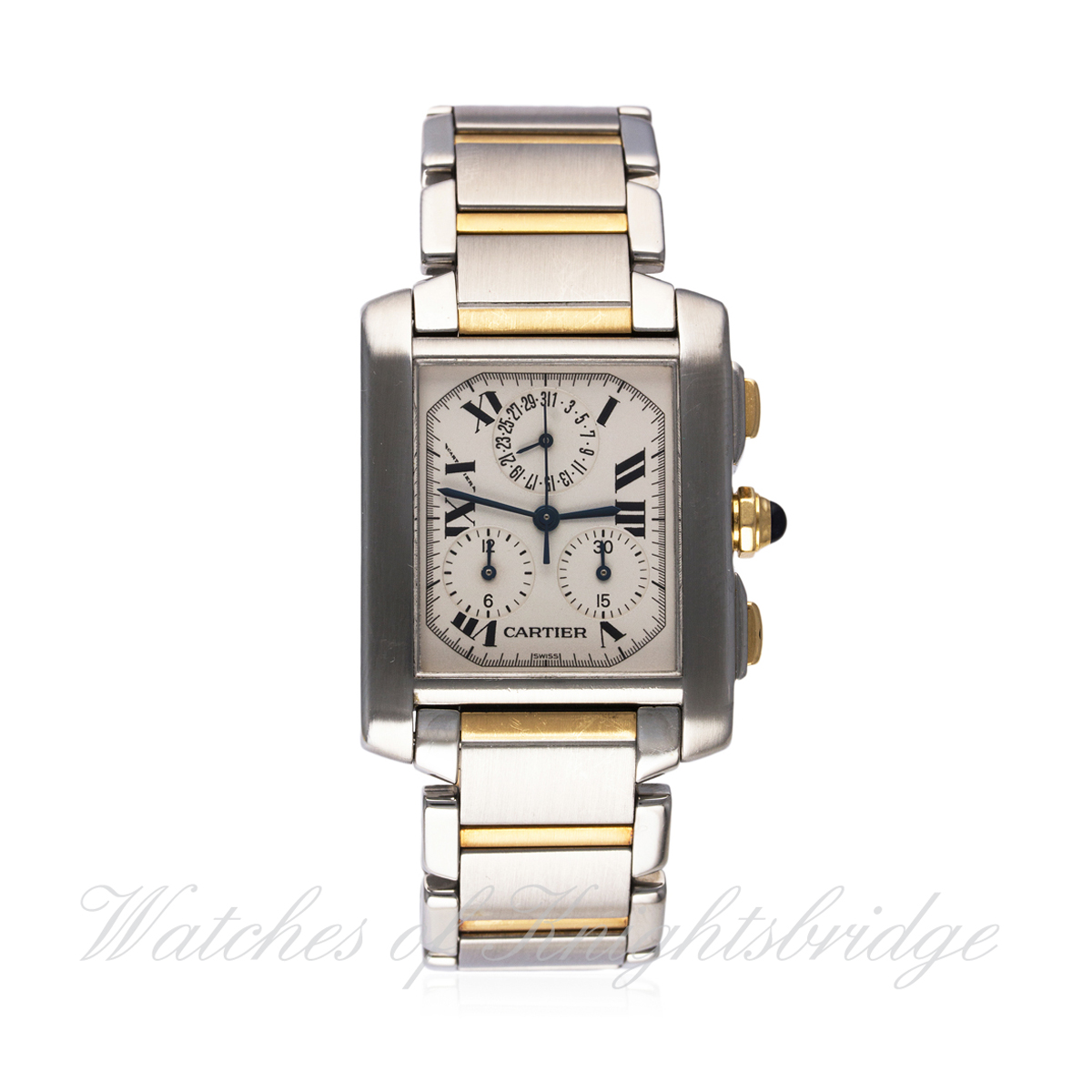 A GENTLEMAN'S STEEL & GOLD CARTIER TANK FRANCAISE CHRONOGRAPH BRACELET WATCH CIRCA 2004, REF. 2303