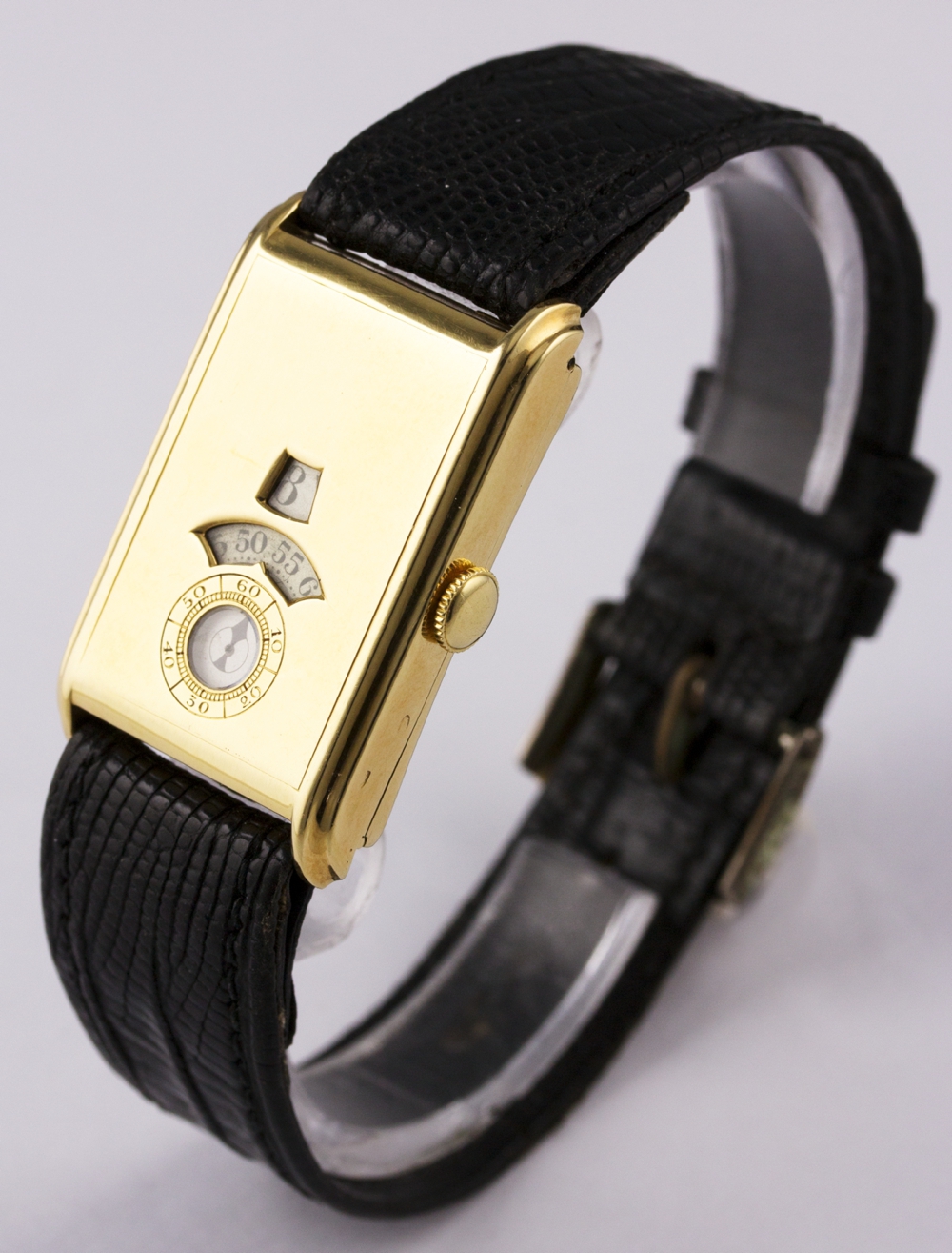 A RARE GENTLEMAN'S 18K SOLID GOLD MIDO 'DIRECT TIME' JUMP HOUR WRIST WATCH CIRCA 1930s. M: 15 - Image 3 of 8