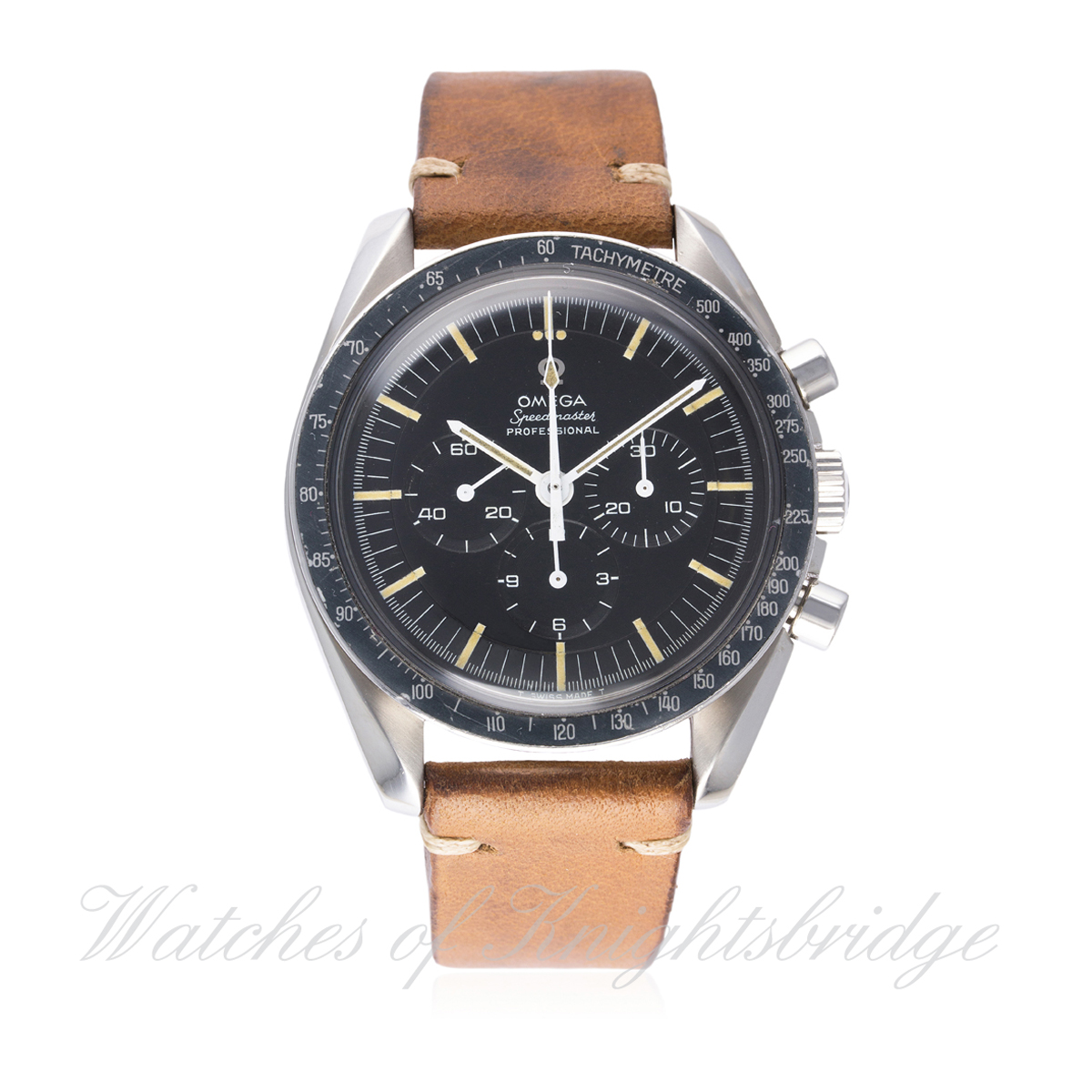 A RARE GENTLEMAN'S STAINLESS STEEL OMEGA SPEEDMASTER PROFESSIONAL CHRONOGRAPH WRIST WATCH, CIRCA