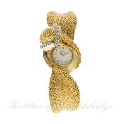 A FINE & RARE LADIES 18K SOLID GOLD & DIAMOND PIAGET BRACELET WATCH CIRCA 1960 D: Silver dial with