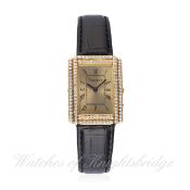 A LADIES 18K SOLID GOLD & DIAMOND DIANOOR WRIST WATCH CIRCA 1990s D: Champagne dial with black Roman