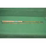 A two piece split cane fishing rod with