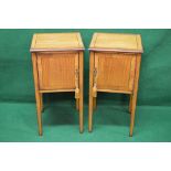 Pair of satinwood cross banded pot cupbo