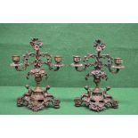Pair of bronze two branch candlesticks f