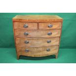 Mahogany bow fronted chest of five drawe