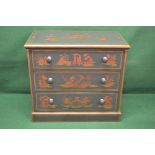 A green painted chest of drawers decorat