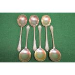 Set of six Mappin & Webb silver soup spo