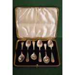 Cased set of six Old English pattern tea