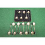 Group of sixteen silver coffee spoons wi