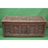 18th century oak carved coffer on stile