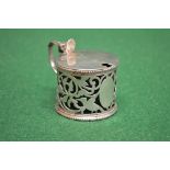 Silver mustard pot with hinged lid and b