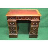 A 20th century mahogany pedestal desk ha