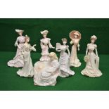 Group of seven Coalport figures to compr