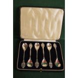 Cased set of six Dutch silver egg spoons