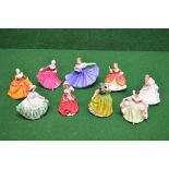 Group of nine Royal Doulton figures to c