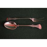 Decorative serving spoon and fork bearin