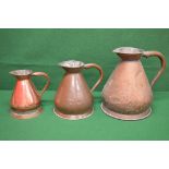 Group of three Georgian copper jugs comp