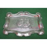 Shaped silver dressing table tray having