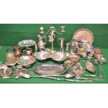 Collection of silver plate to include: J