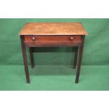 A mahogany side table having single long