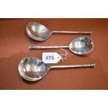 Pair of silver seal top spoons, marked f