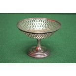 Silver pierced bon bon dish standing on