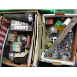 Two boxes of vehicle lamps, switches, bu