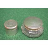 Cut glass dressing table pot having silver lid,